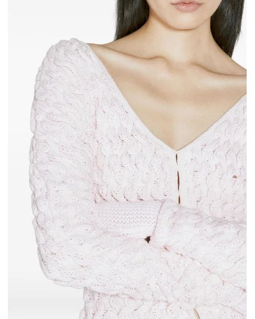 Isa Boulder White V-Neck Long-Sleeved Dress