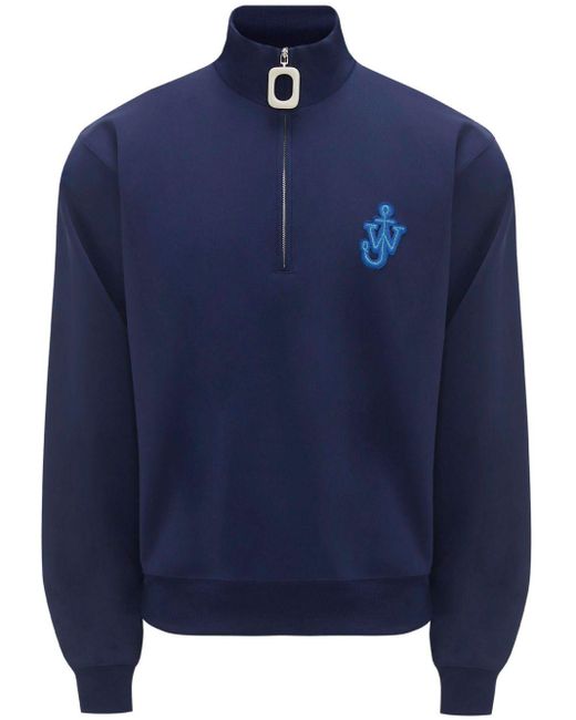 J.W. Anderson Blue Anchor Logo-appliqué Half-zip Sweatshirt for men