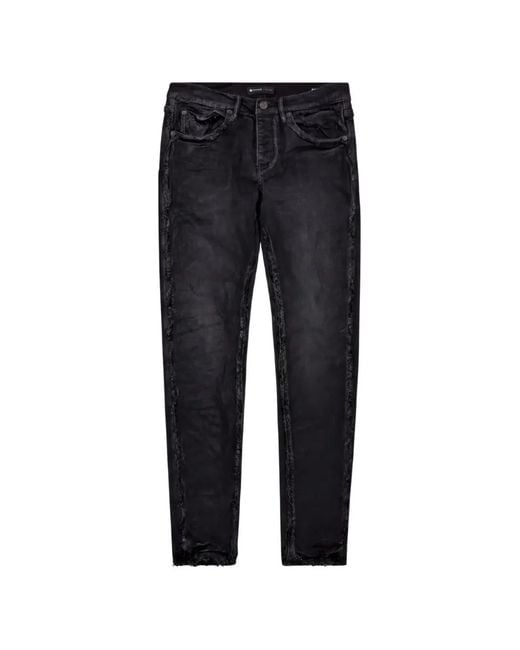 Purple Brand Black Inside Out Frayed Skinny Jeans for men