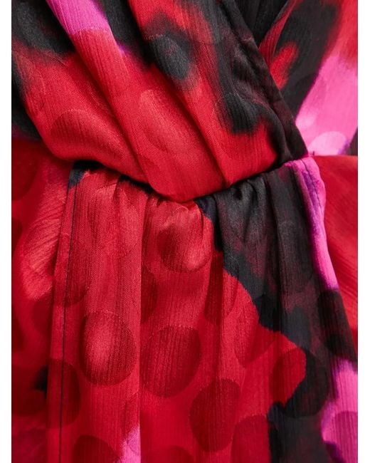 Morgan Red Patterned Wrap Mini Dress