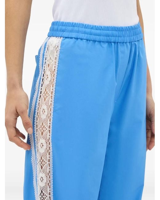 MSGM Blue Lace Trim Trousers