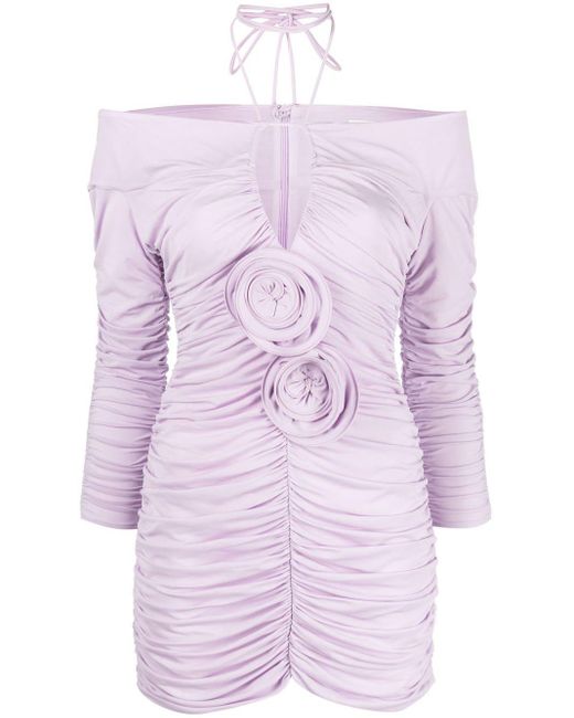 Magda Butrym Floral-appliqué Ruched Midi Dress in Purple | Lyst