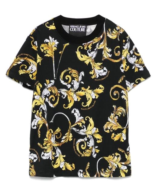 Versace Jeans Couture Black Barocco-Print T-Shirt