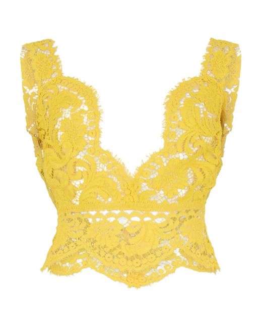 DSquared² Yellow Sophie Lace Top
