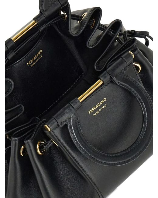 Ferragamo Black Gancini Cross Body Bag