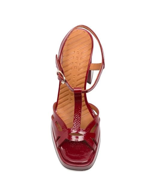 Chie Mihara Red T-Strap Platform Sandals