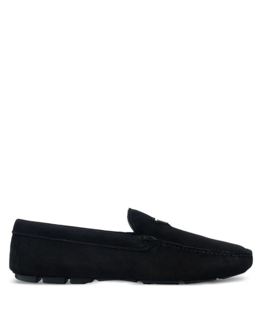 Prada Black Triangle-Logo Loafers for men