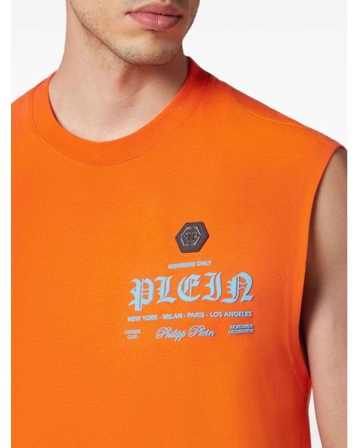 Philipp Plein Trägershirt mit Logo-Print in Orange für Herren