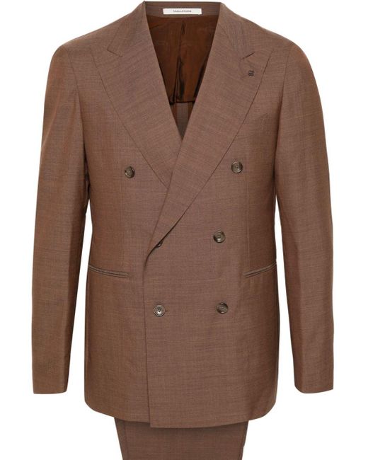 Costume en laine à veste croisée Tagliatore pour homme en coloris Brown