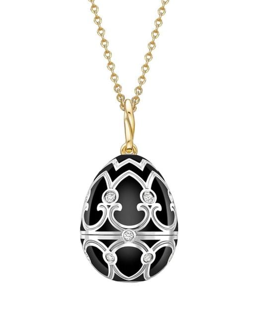 Faberge White 18kt Gold Heritage Penguin Surprise Diamond Locket Necklace