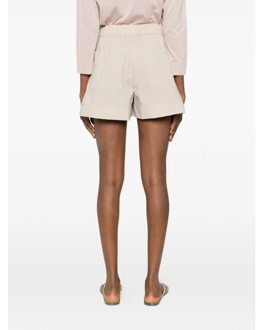 Herno Natural Drawstring-Waist Pleated Shorts