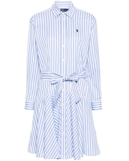 Robe-chemise rayée à logo brodé Polo Ralph Lauren en coloris Blue