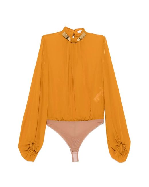 Elisabetta Franchi Orange Tone Plaque Blouse