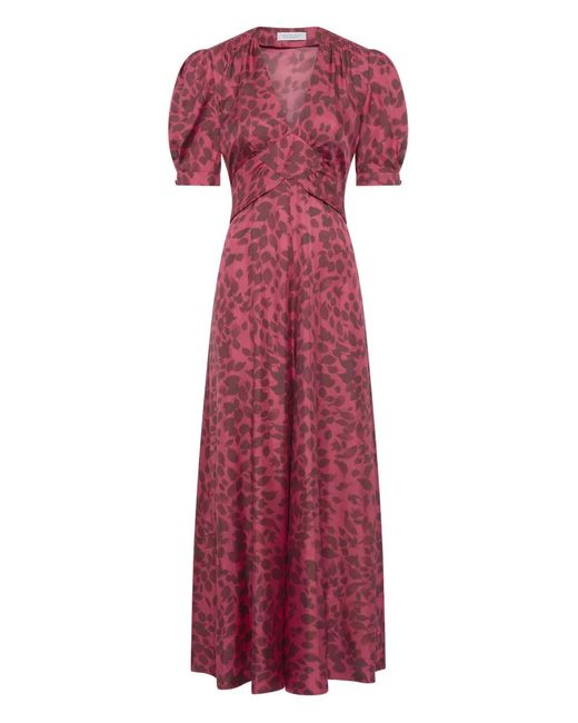 Gabriela Hearst Purple Larkin Puffed-Sleeves Floral Midi Dress