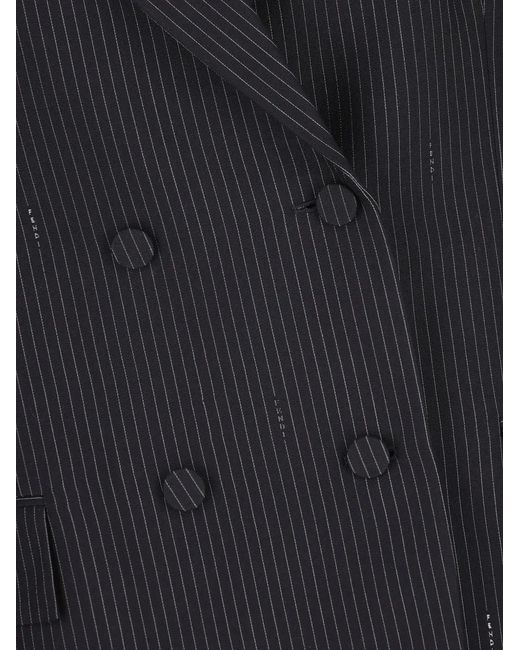 Fendi Black Pinstriped Double-Breasted Blazer