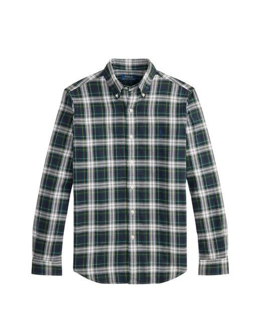 Polo Ralph Lauren Blue Oxford Tartan Button-Down Shirt for men