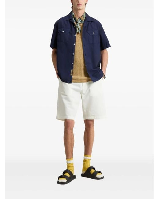 Woolrich Blue Chest-Pockets Button-Down Shirt for men