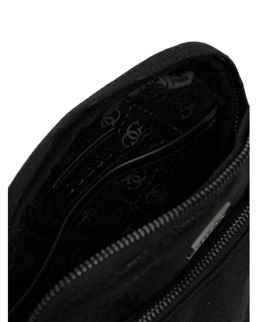 Guess Black Boston Monogram-Pattern Zip-Fastening Messenger Bag for men