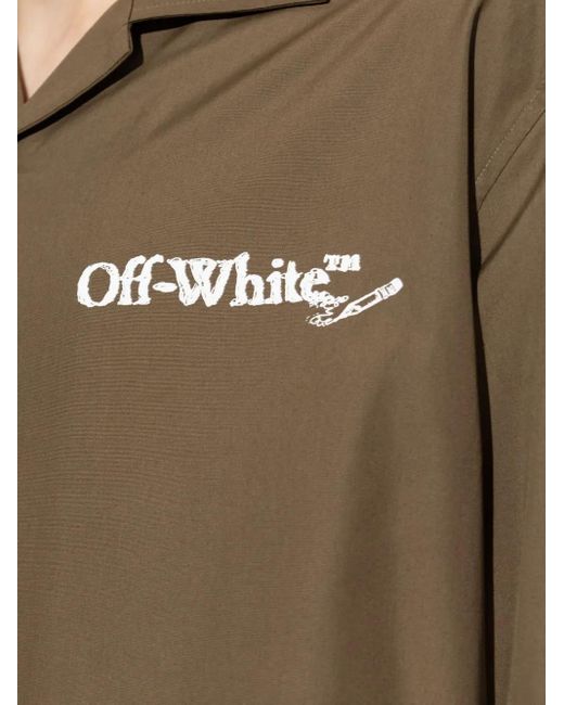 Off-White c/o Virgil Abloh Brown Logo-Print Short-Sleeve Shirt for men