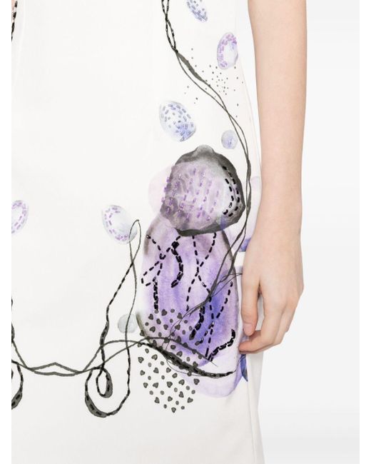 Saiid Kobeisy White Abstract-print Sleeveless Dress