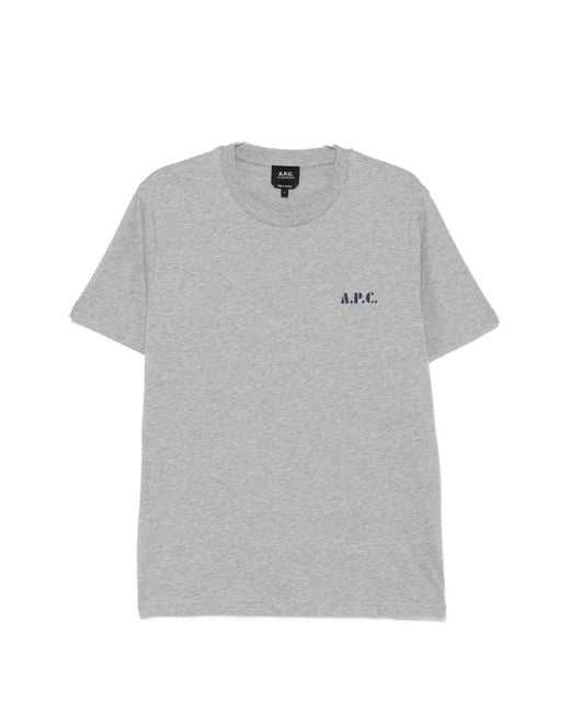 A.P.C. Gray Logo-Print T-Shirt for men