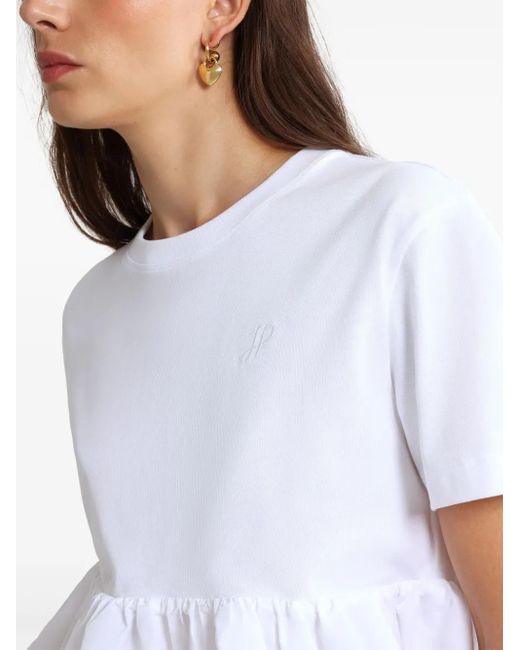 Patou White Ruffle-Hem T-Shirt