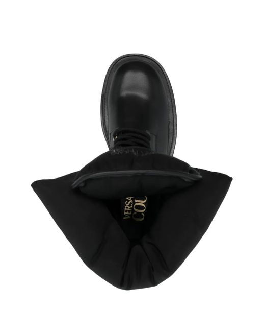 Versace Jeans Couture Black Logo-Print Ankle-Length Boots
