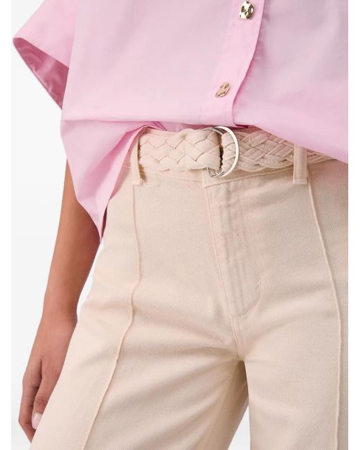 Liu Jo White Braided-Belt Flared Trousers