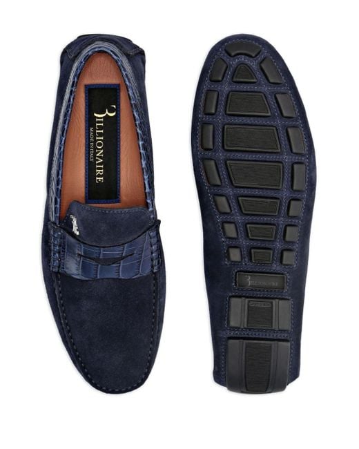 Billionaire Wildleder-Loafer mit Kroko-Detail in Blue für Herren