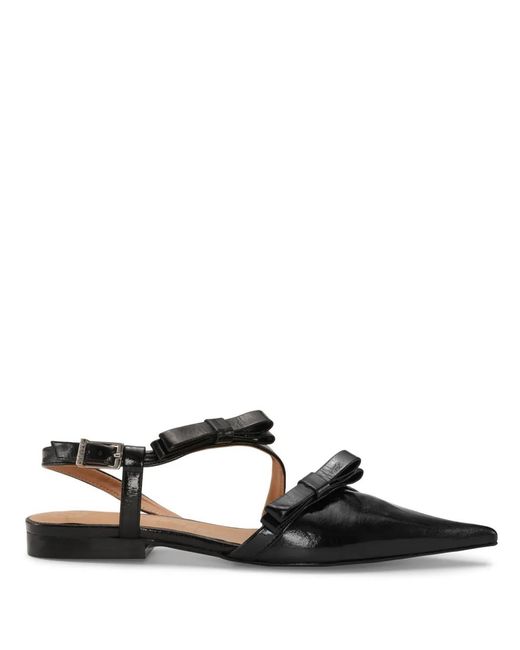 Ganni Black Bow-Detail Slingback Ballerina Shoes