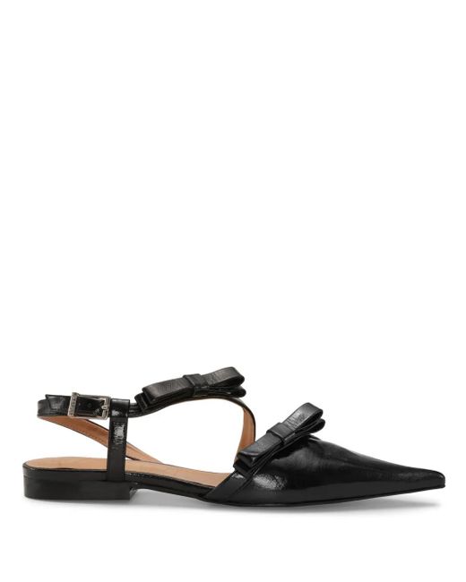 Ganni Black Slingback-Ballerinas Mit Schleifen-Detail