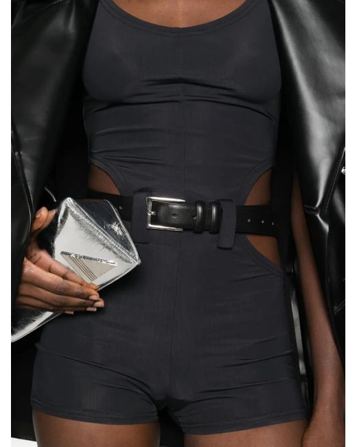Vestiaire d'un Oiseau Libre Black Cut-Out Belted Playsuit