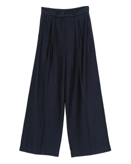 Max Mara ストライプ プリーツパンツ Blue