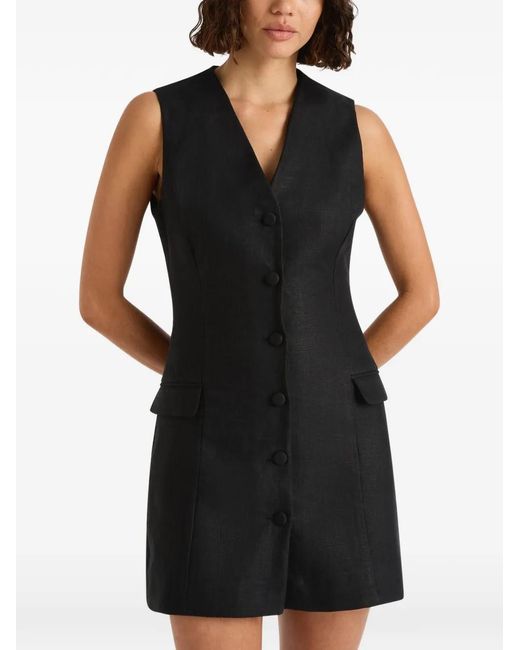 Faithfull The Brand Black Eloise Mini V-Neck Dress