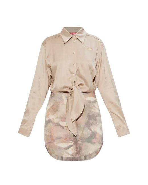 DIESEL Natural Mini D-Elta Tie-Front Printed Dress