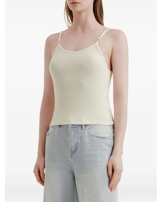 Musium Div. White Button Ribbed Top