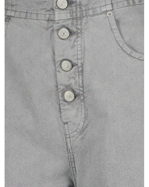 MM6 by Maison Margiela Gray Buttoned Leather-Patch Jeans