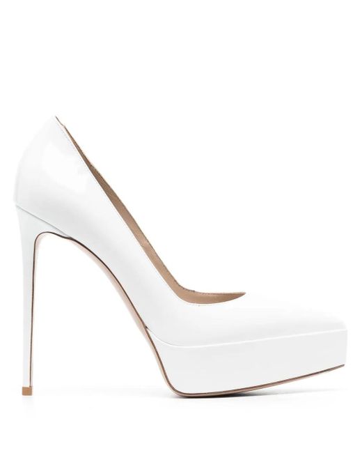 Le Silla White Uma 130Mm Leather Platform Pumps