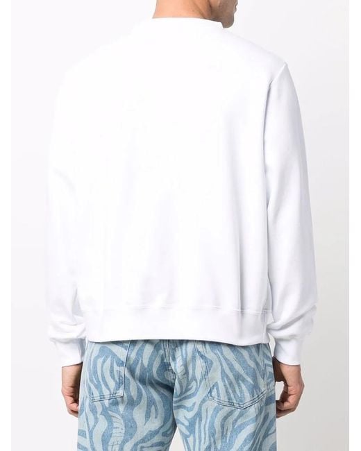 Gcds White Logo-Print Crew Neck Sweatshirt for men