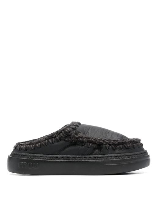 Mou Black Slipper Aus Leder