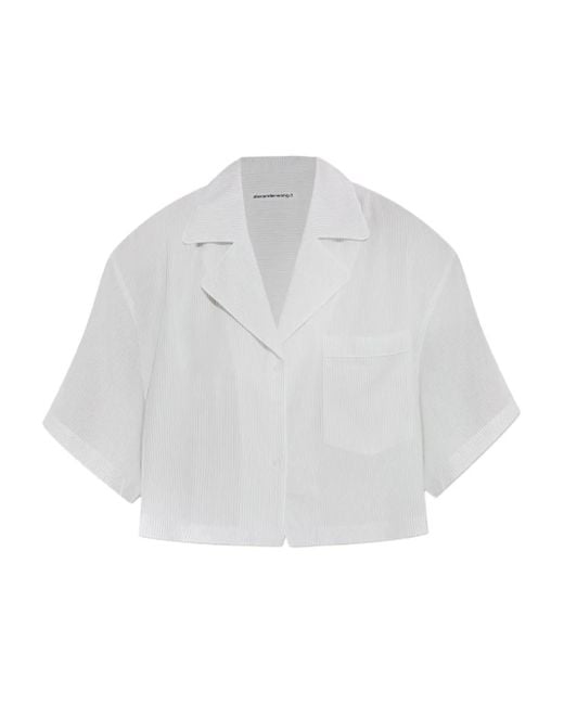 Alexander Wang ピンストライプ ショートスリーブ トップ White