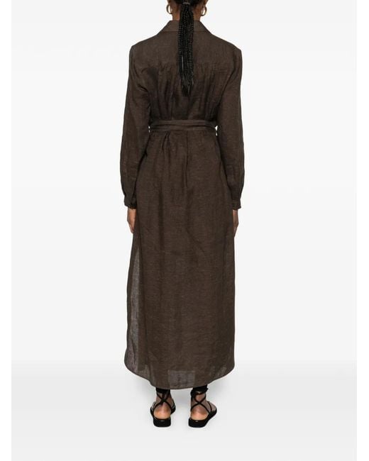 Emporio Armani Brown Belted Shirt Midi Dress