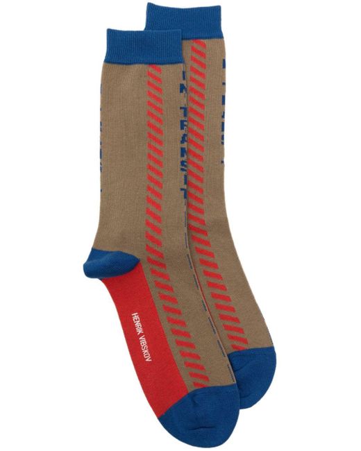 Henrik Vibskov Blue In Transit Colour-block Socks for men