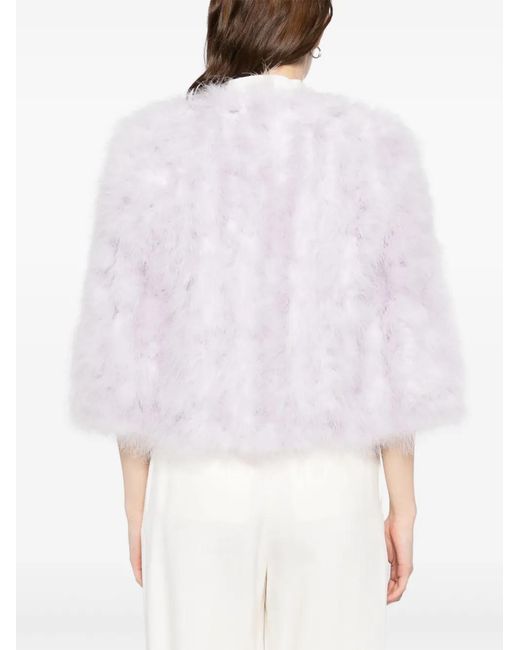 Yves Salomon White Feather Silk Jacket