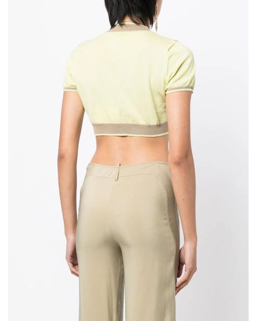 Jacquemus Natural Argyle-Check-Pattern Cropped Top