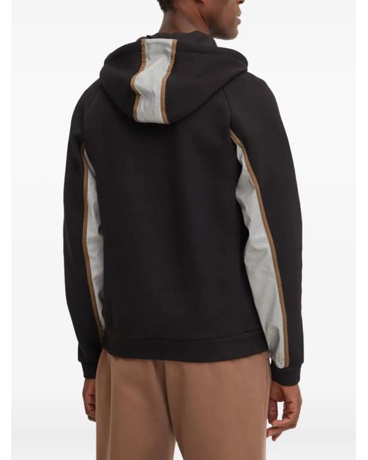 EA7 Black Logo-Patch Hoodie for men