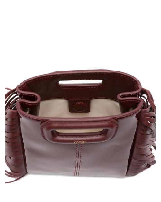 Maje Red Mini Fringe-Edged Cross Body Bag