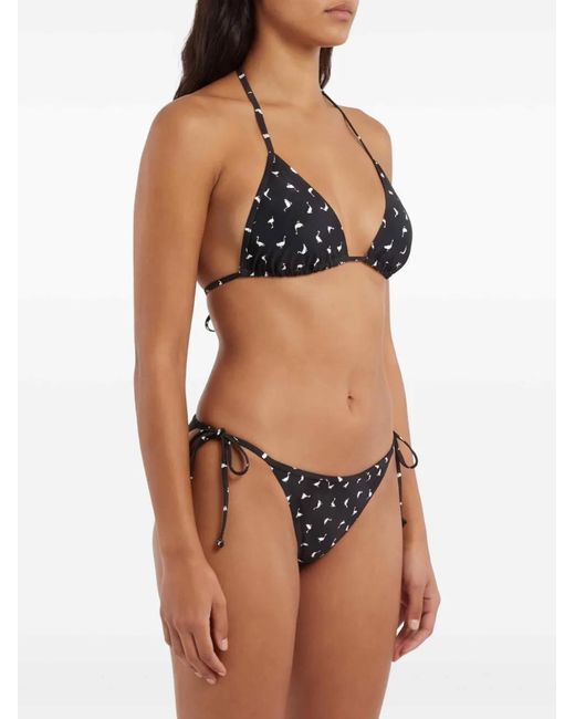 Moschino White Goose-Print Triangle Bikini