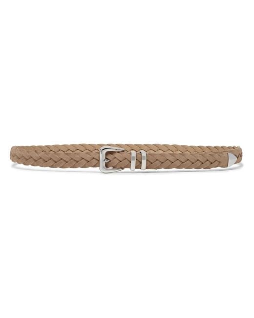 Brunello Cucinelli White Braided Leather Belt for men