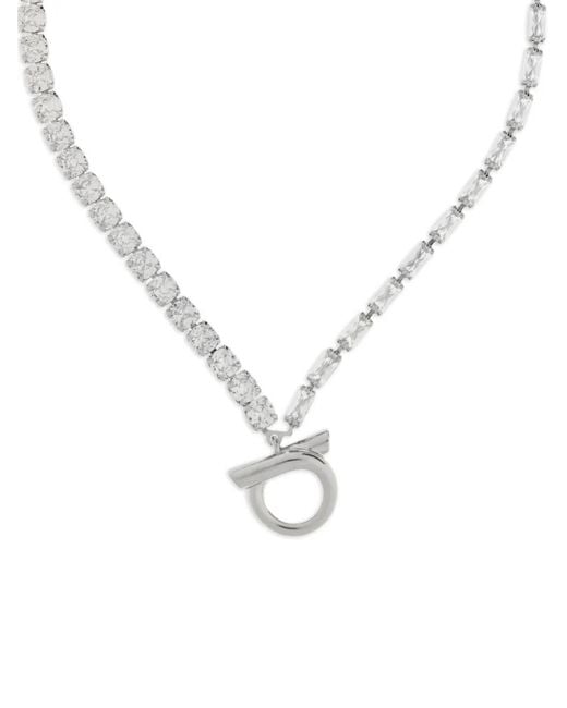 Ferragamo White Gancini Crystal-Embellished Bracelets